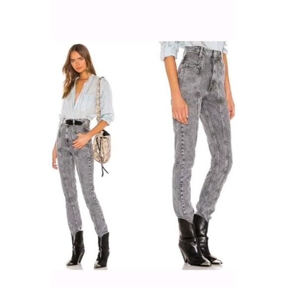 New Isabel Marant Hominy Trousers Jean Lilac Washed Gray Size 40 US 8 - Picture 3 of 10